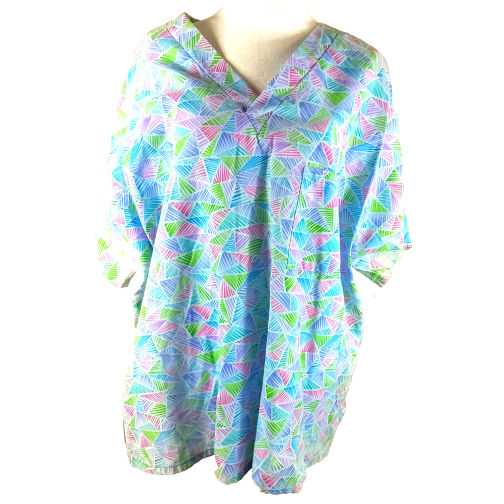 S B Scrubs Women's Scrub Top Size X Large Pink Blue Medical Nursing